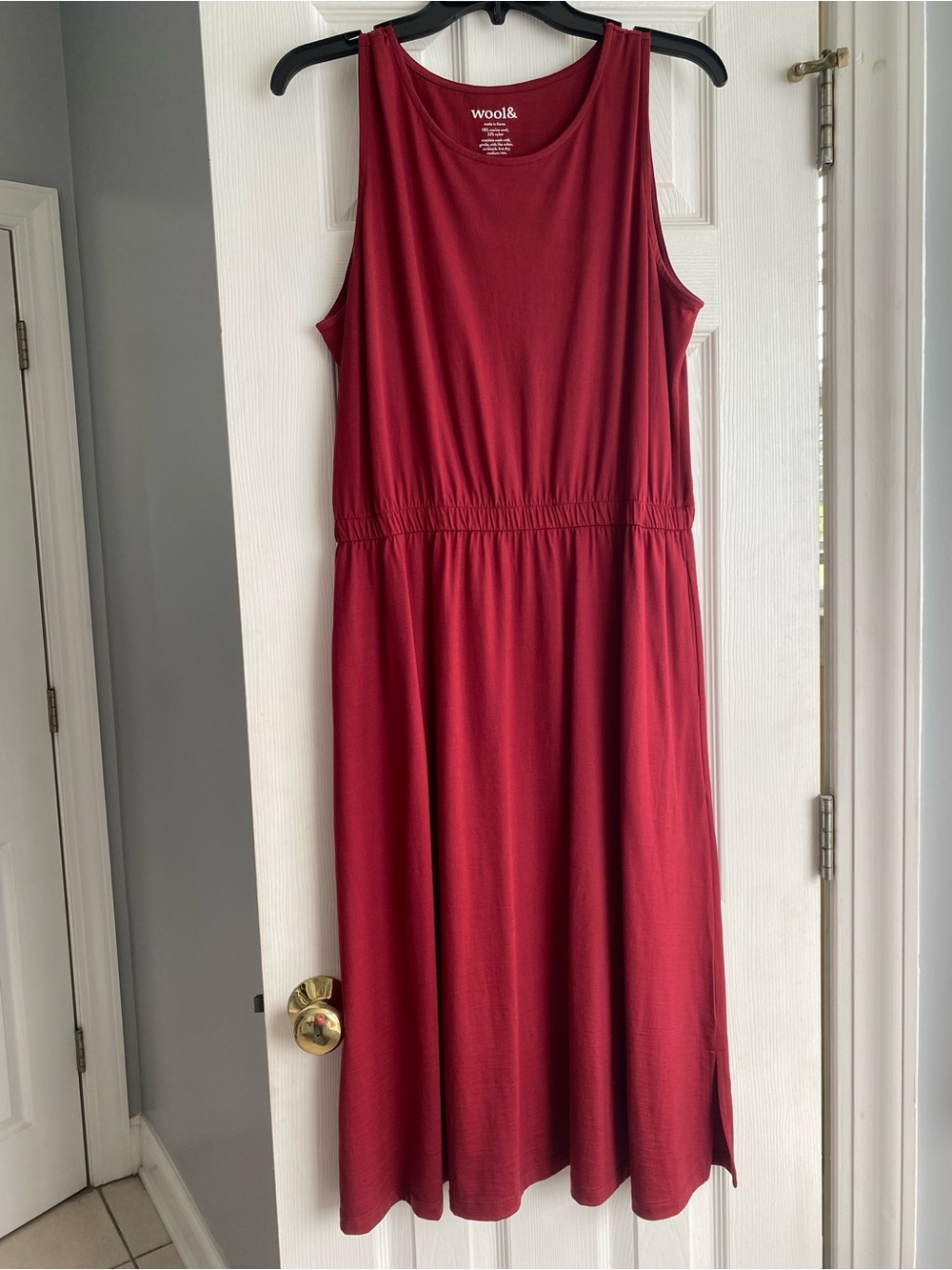 Wool& Sofia Midi Dress in Garnet, Large